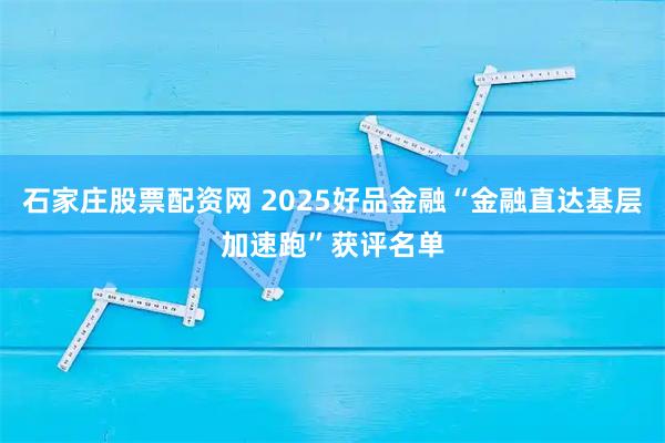 石家庄股票配资网 2025好品金融“金融直达基层加速跑”获评名单